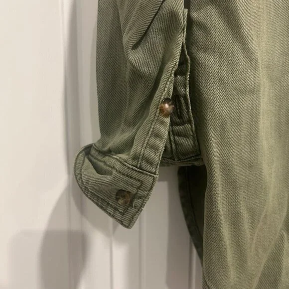 Anthropologie Olive Green Denim Button Down Shirt/Jacket Women’s Size 0 - Picture 5 of 13